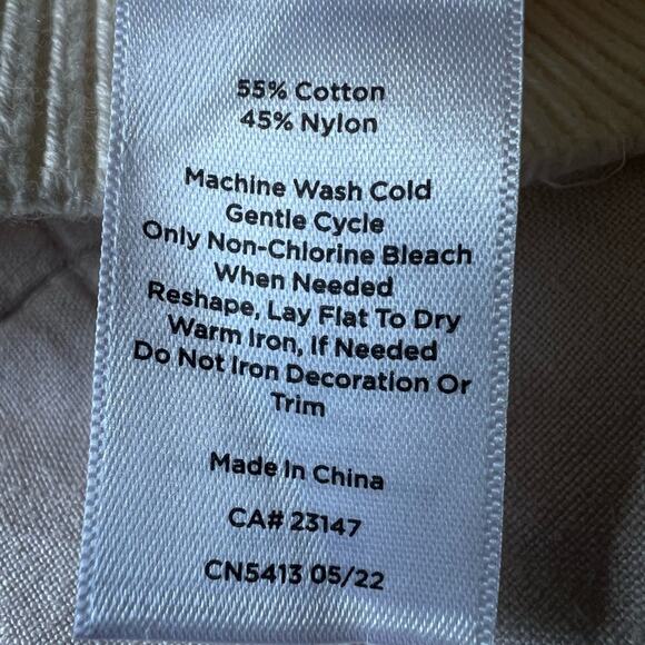 Talbots Cream Navy Trim V Neck Rib Knit Cardigan Sweater Old Money Preppy - XL - Picture 8 of 9